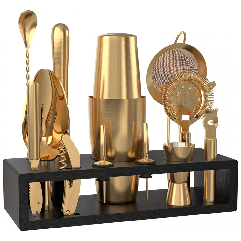 ECTQTF9X7W290B_0-1.jpg - Kit Bn Profissional 12 Peças em Aço Inoxidável com Suporte de Bambu HIGHBALL CHASER Dourado