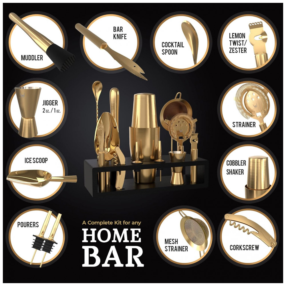 ECTQTF9X7W290B_2-1.jpg - Kit Bn Profissional 12 Peças em Aço Inoxidável com Suporte de Bambu HIGHBALL CHASER Dourado