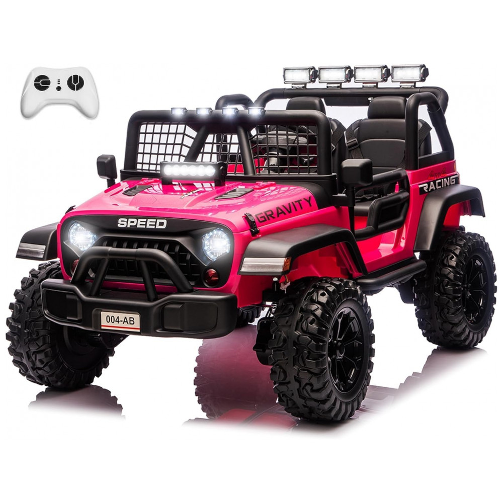 ECTQTFVS8YPF0B_0-1.jpg - Carro Elétrico Infantil Sopbost Rosa 24V 2 Lugares 4 Motores 4WD Pneus EVA Controle Bluetooth LED Off-Road