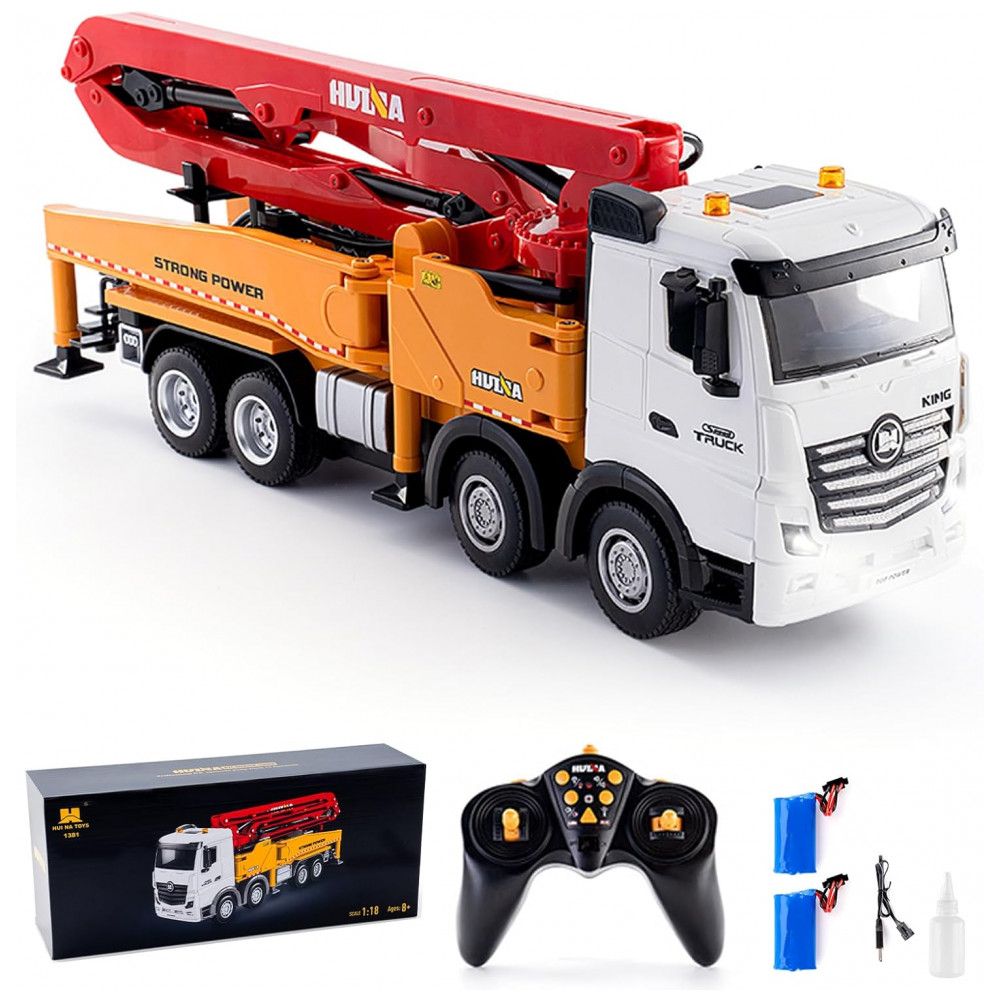 Caminhão de Bombeiro de Concreto em Miniatura, Brinquedo de Caminhão de Cimento em Escala 1:18, Caminhão de Construção Diecast de 11 Canais 2.4G com B