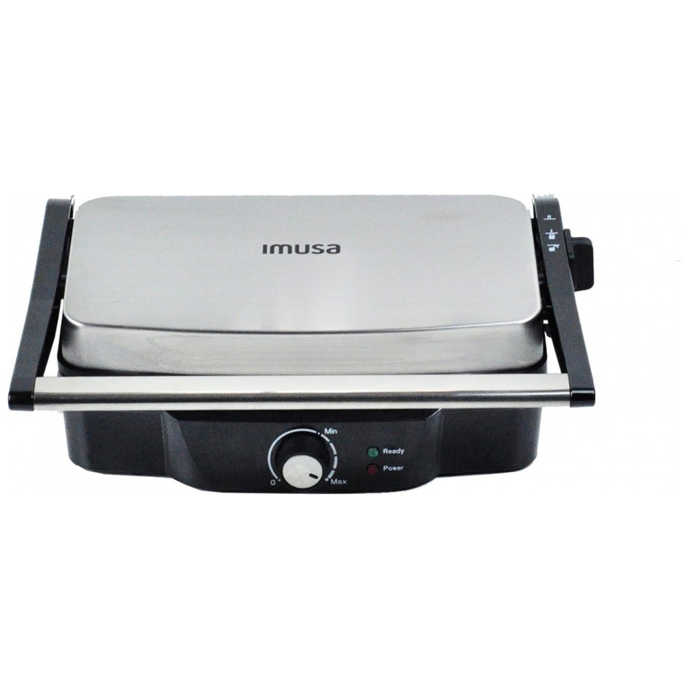 ECTQTGCL32W80B_1-1.jpg - Prensa de Panini Elétrica IMUSA em Aço Inoxidável com Controle de Temperatura Ajustável e Placas Antiaderentes, 1200W Grande Antiaderente