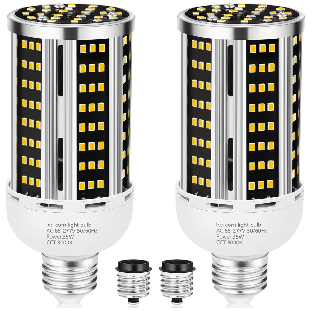 ECTQTJSZ5B8D0B_0-1.jpg - Pacote com 2 Lâmpadas LED de Milho de 35W, Branco Quente 3000K - Equivalente a 300W, Base E26/E39 para Áreas Amplas,YANYCN