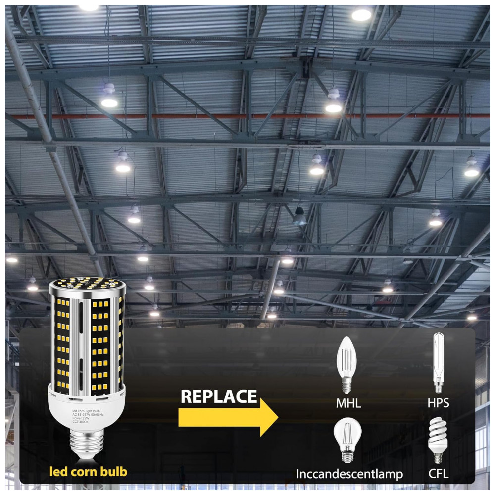 ECTQTJSZ5B8D0B_3-1.jpg - Pacote com 2 Lâmpadas LED de Milho de 35W Branco Quente 3000K - Equivalente a 300W Base E26/E39 para Áreas AmplasYANYCN