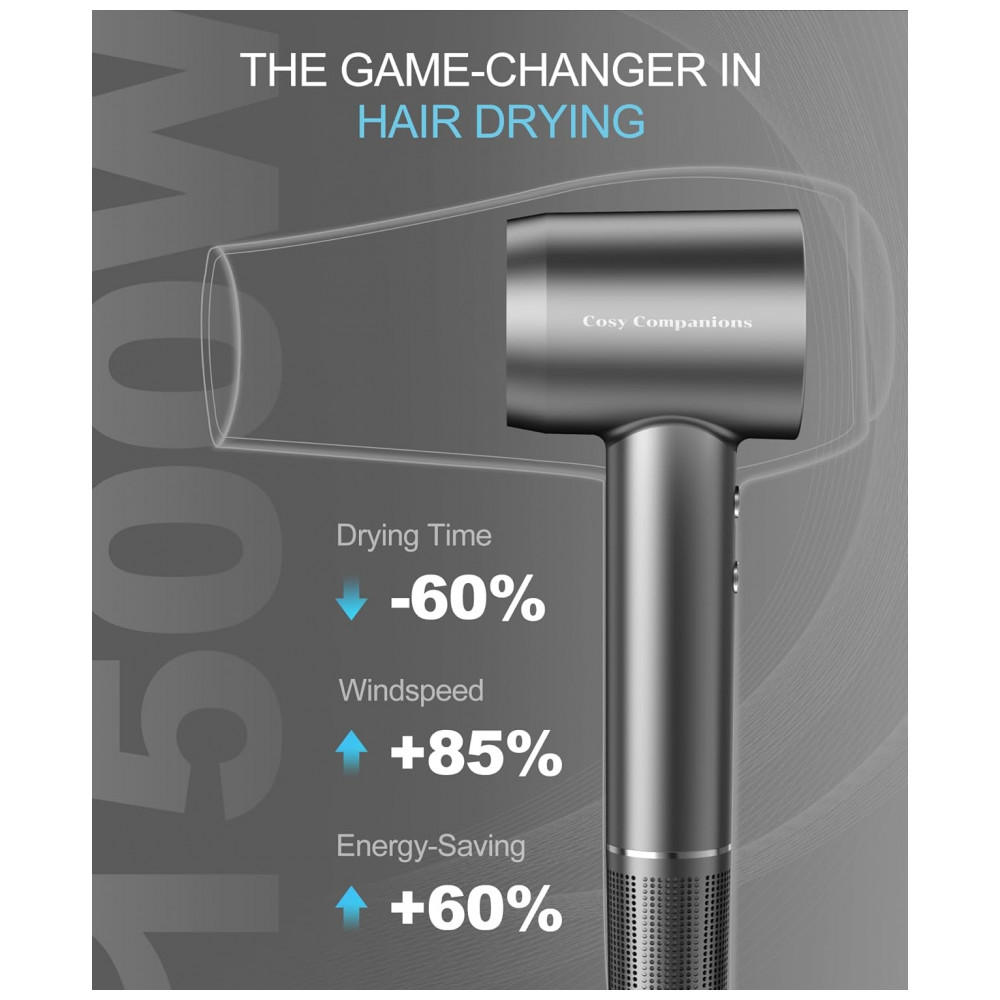 ECTQTK4K98BC0B_3-1.jpg - Secador de Cabelo Iônico Negativo com Motor sem Escova de 150.000 RPM para Secagem Rápida, Baixo Ruído, Display HD, Difusor e Bico de Concentração, 5