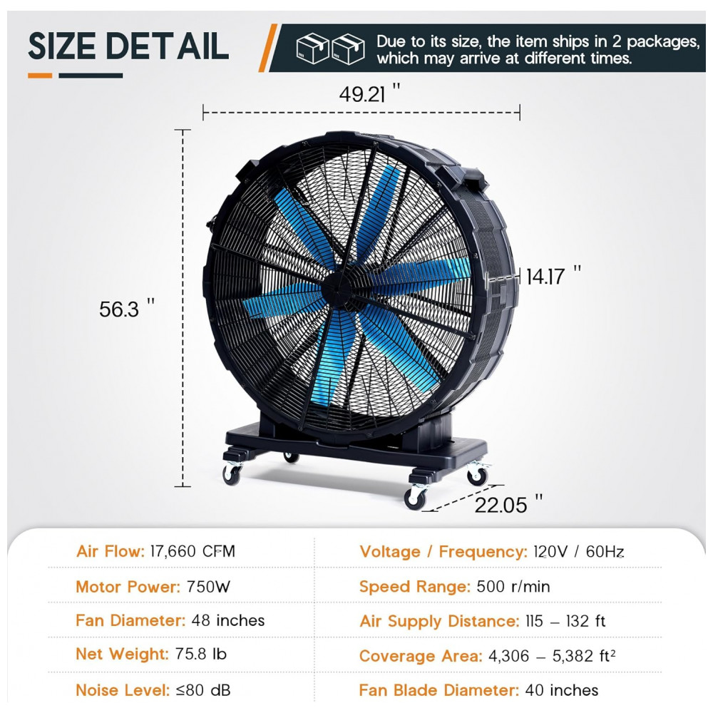 ECTQTLCBBFVF0B_7-1.jpg - Ventilador Industrial Albott 122 cm Preto Alta Velocidade 3 Velocidades 750W Modelo GFJ001 110V