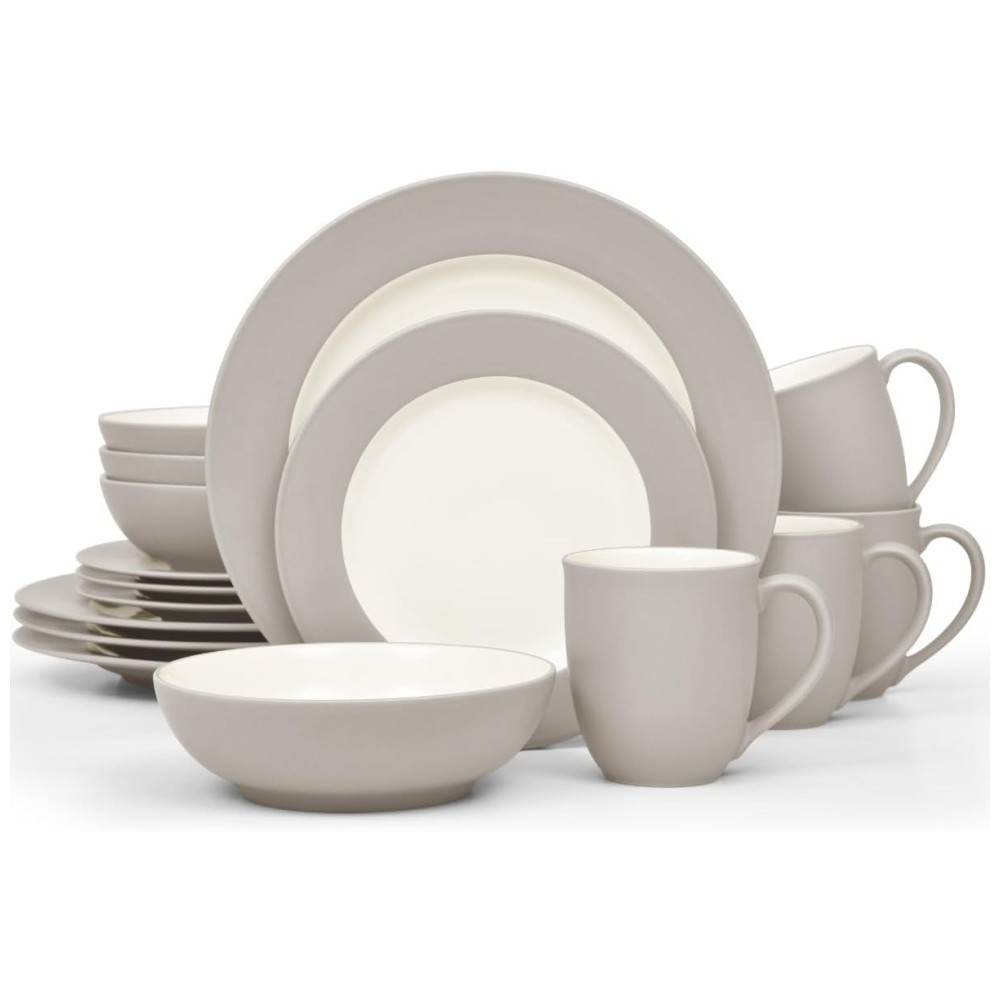 Aparelho de Jantar para Todas as Ocasiões, Elegância e Sofisticação para Sua Mesa com 16 Peças, Formato Redondo e Material de Cerâmica sem BPA, Noritake, Bege