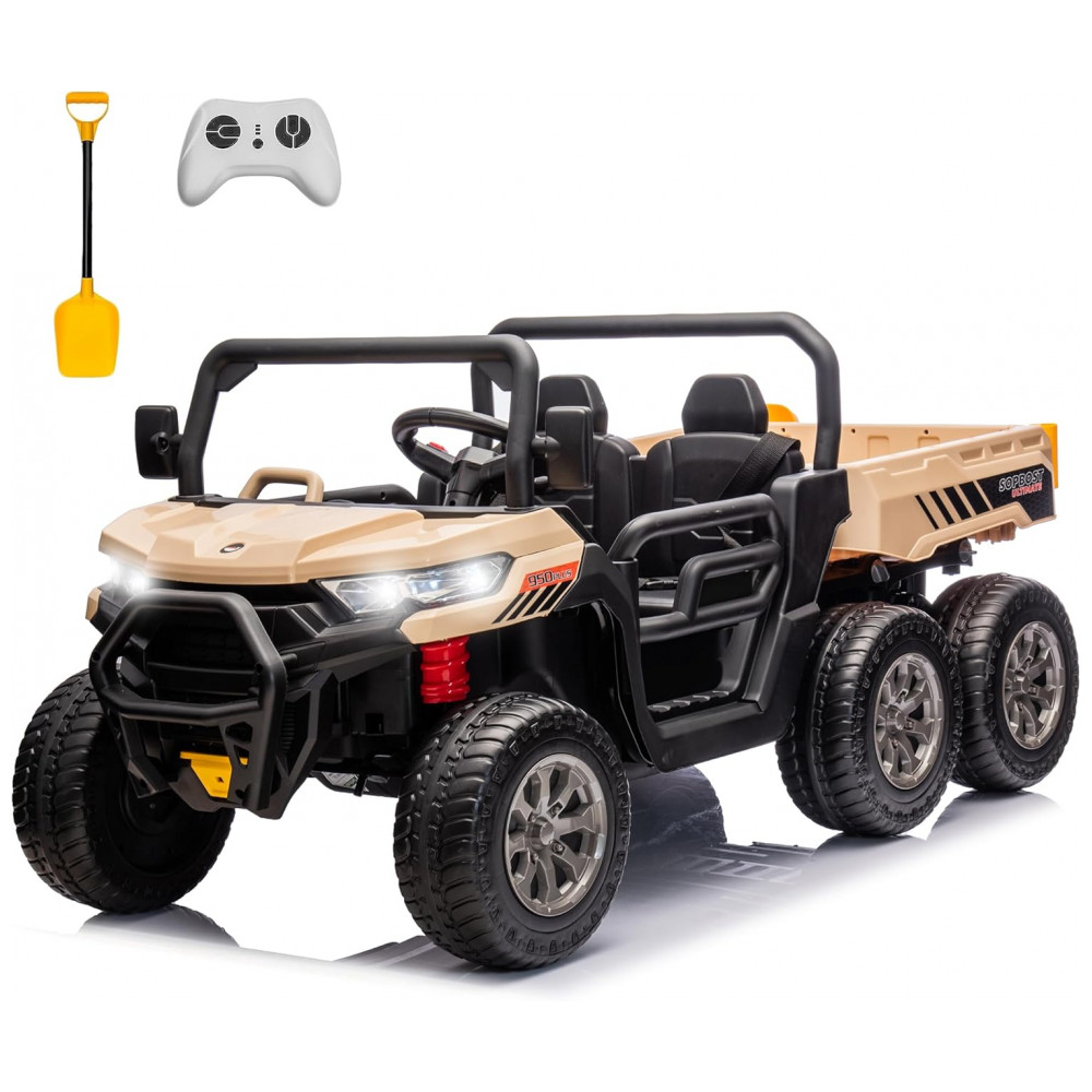 ECTQTNPZ7R6D0B_0-1.jpg - Caminhão Basculante Infantil Elétrico Sopbost Bege 24V 2 Lugares 4 Motores 75W Caçamba Automática 4WD Pneus EVA Controle Bluetooth