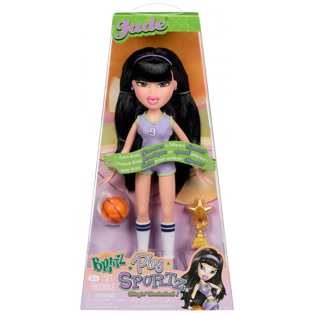Boneca de Moda Bratz Play Sportz Jade com Acessórios, Bola de Basquete