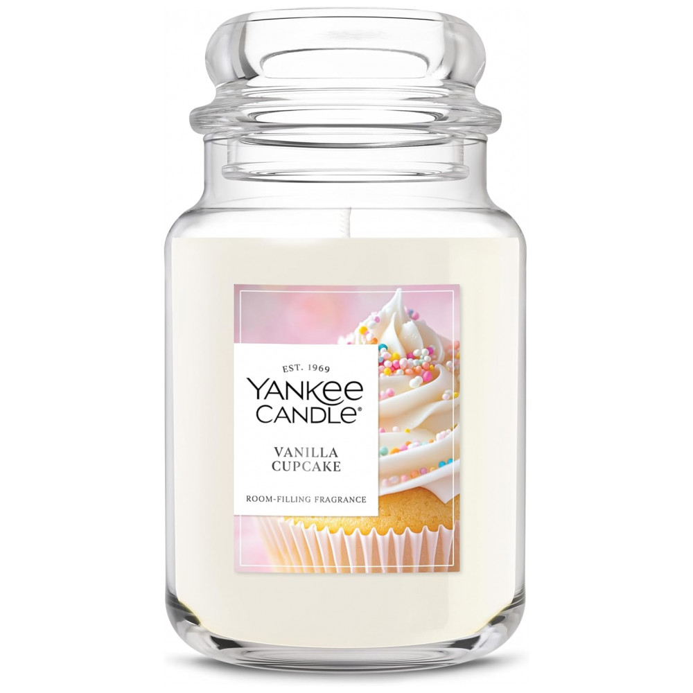 Vela Perfumada Yankee Candle Vanilla Cupcake, Pote Grande 22oz com até 150 Horas de Queima, Presenteável, Ideal para Aniversários