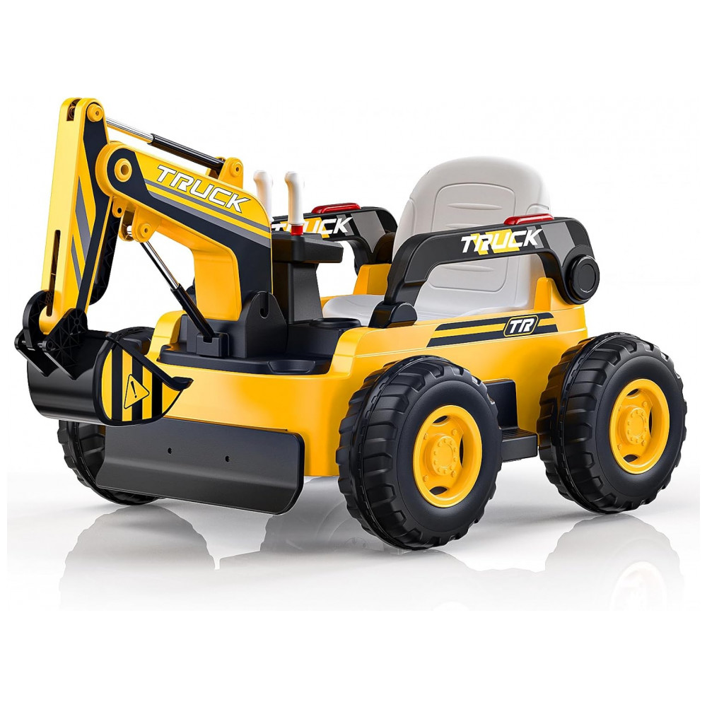 ECTQTWH95LRC0B_0-1.jpg - Escavadeira Infantil Elétrica Licenciada 4x4, 4 Motores 75W, Braço Elétrico, Bateria 12V 10Ah, Bluetooth, Controle, LIGIANT N9, 3-8 Anos, Amarelo
