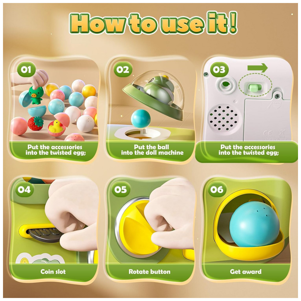 ECTQTXCR7XPD0B_1-1.jpg - Máquina de Garra para pegar Dinossauro Verde Skirfy – Mini Arcade Infantil Dinossauro com Luzes, Som e Ação de Garra