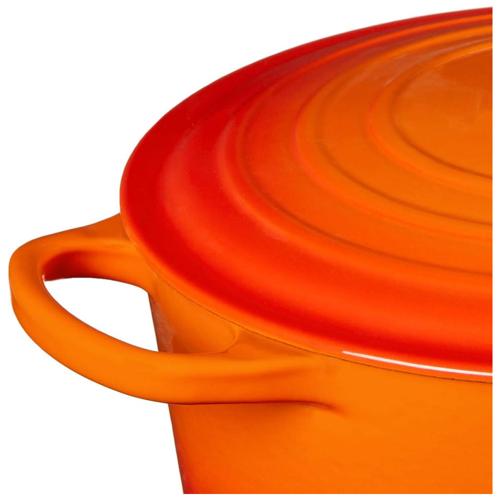 ECTQU4G02HA10B_4-1.jpg - Conjunto de Panelas e Frigideiras de Ferro Fundido Esmaltado 5 Peças LE CREUSET MS1605 2SS Laranja