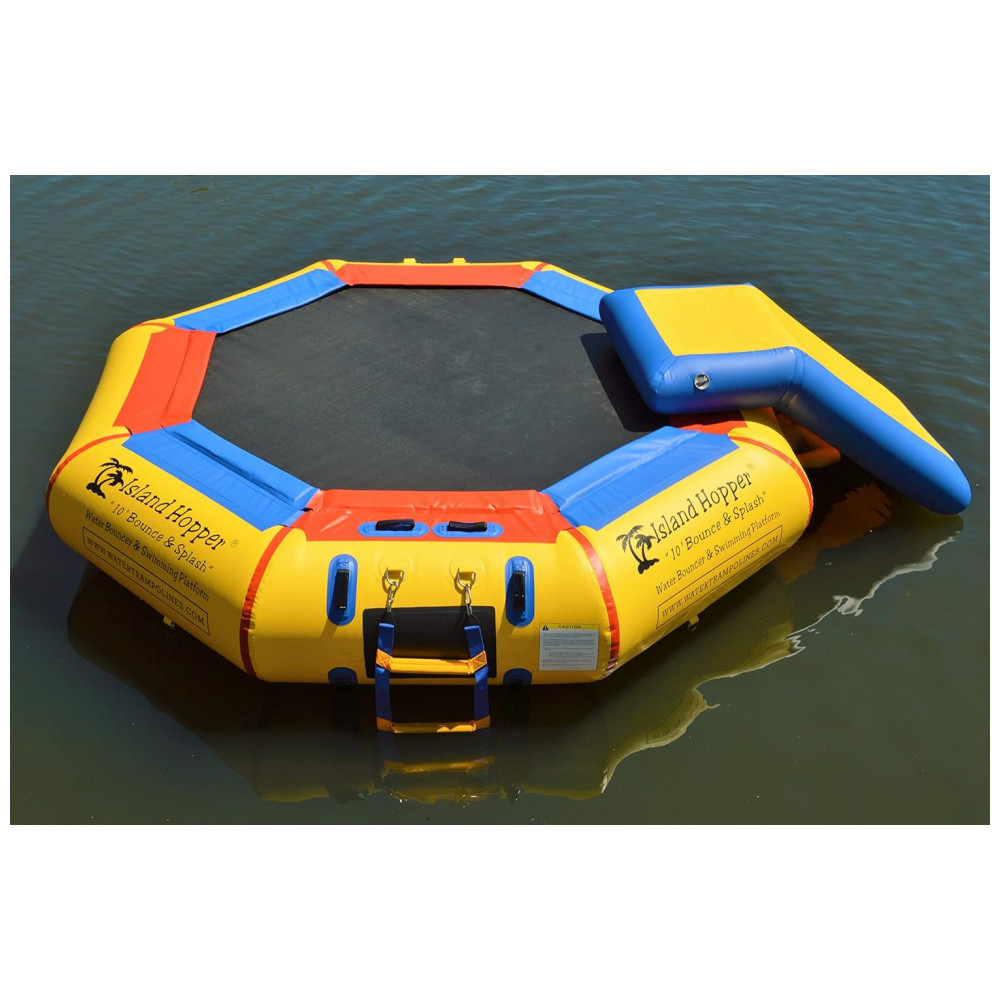 ECTQUBHD16G10B_0-1.jpg - Cama Elástica Inflável com Escada para Crianças a Partir de 5 Anos ISLAND HOPPER Amarelo