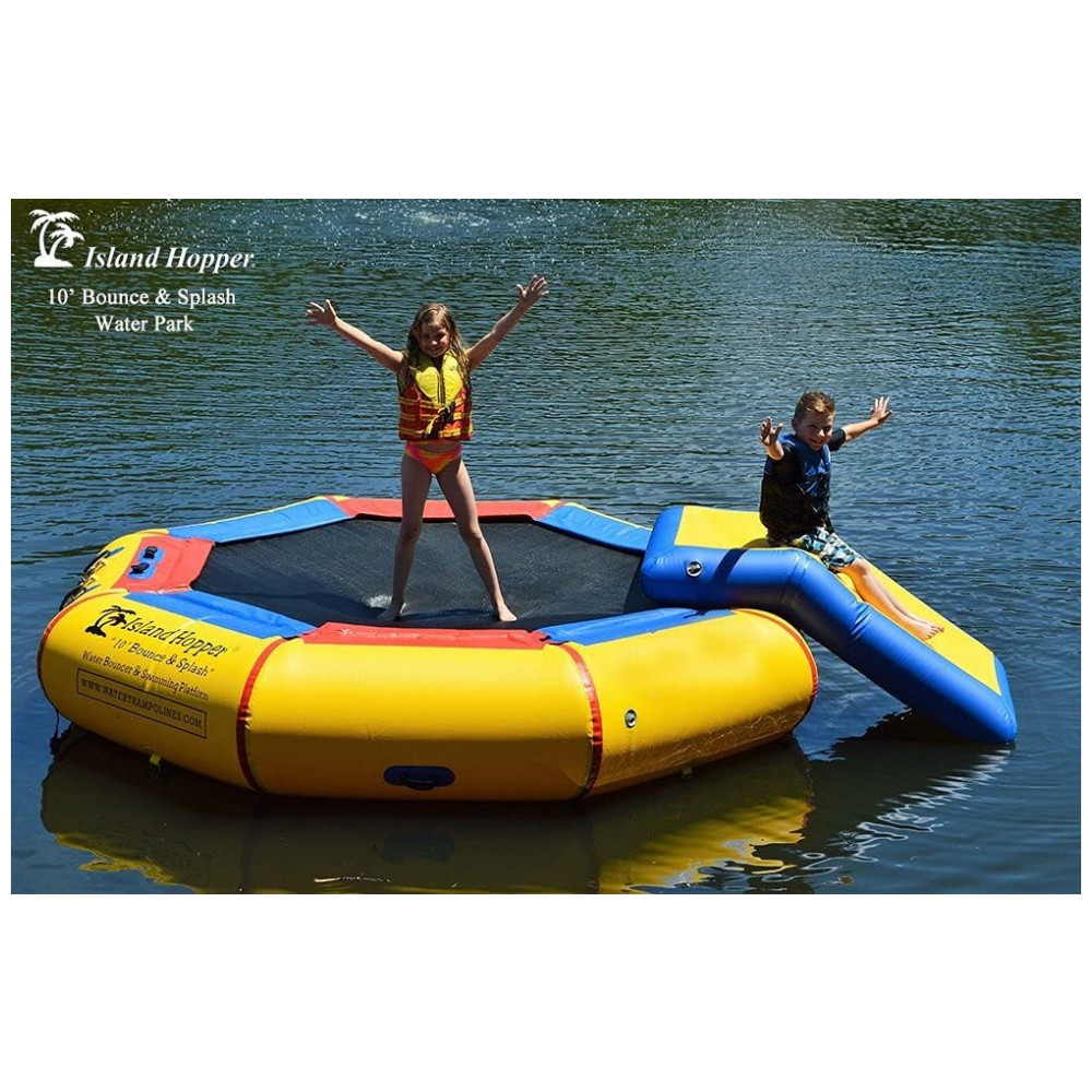 ECTQUBHD16G10B_3-1.jpg - Cama Elástica Inflável com Escada para Crianças a Partir de 5 Anos ISLAND HOPPER Amarelo