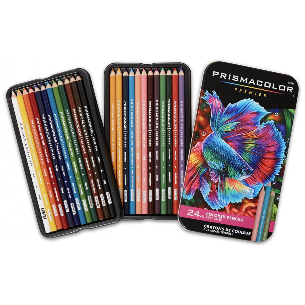 Lápis de Cor Prismacolor Premier, Soft Core, Perfeito para Esboços, Desenhos, Arte, Colorir, Sortido, 24 Cores - Pacote com 24 Unidades
