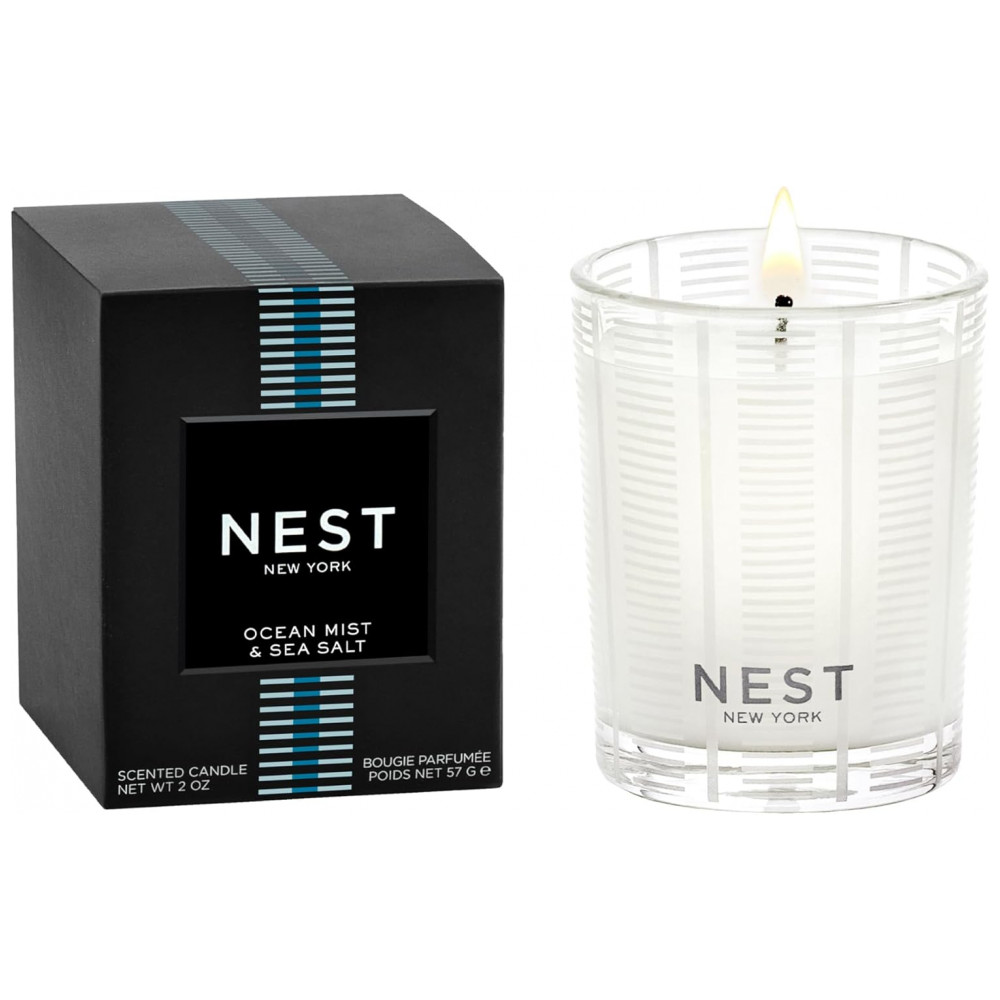 Vela Perfumada NEST New York, Ocean Mist Sea Salt 2 oz - Queima por até 28 horas em Recipiente de Vidro Reutilizável