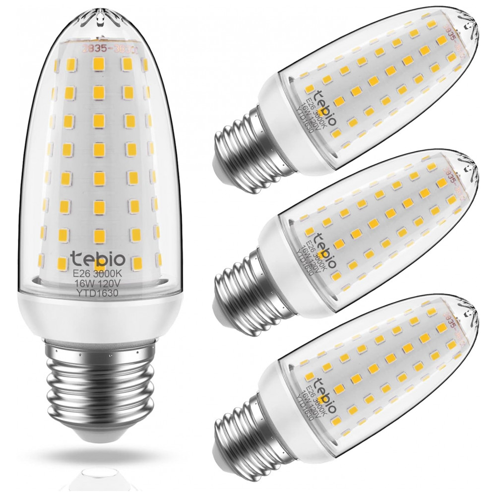 ECTQV141NNZB0B_0-1.jpg - Lâmpada de Milho LED 16W Equivalente a 120W 1600 Lúmens Branco Quente 3000K E26E27 Lâmpadas de Vela LED para Casa Brilhante Pack de 4, Branco Quente 1