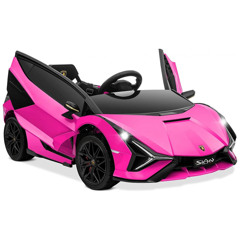 ECTQV43FQ6MF0B_0-1.jpg - Carro Elétrico Infantil Licenciado Lamborghini SIAN OLAKIDS Preto/Rosa 12V com Controle Remoto 2 Velocidades Suspensão e Bluetooth