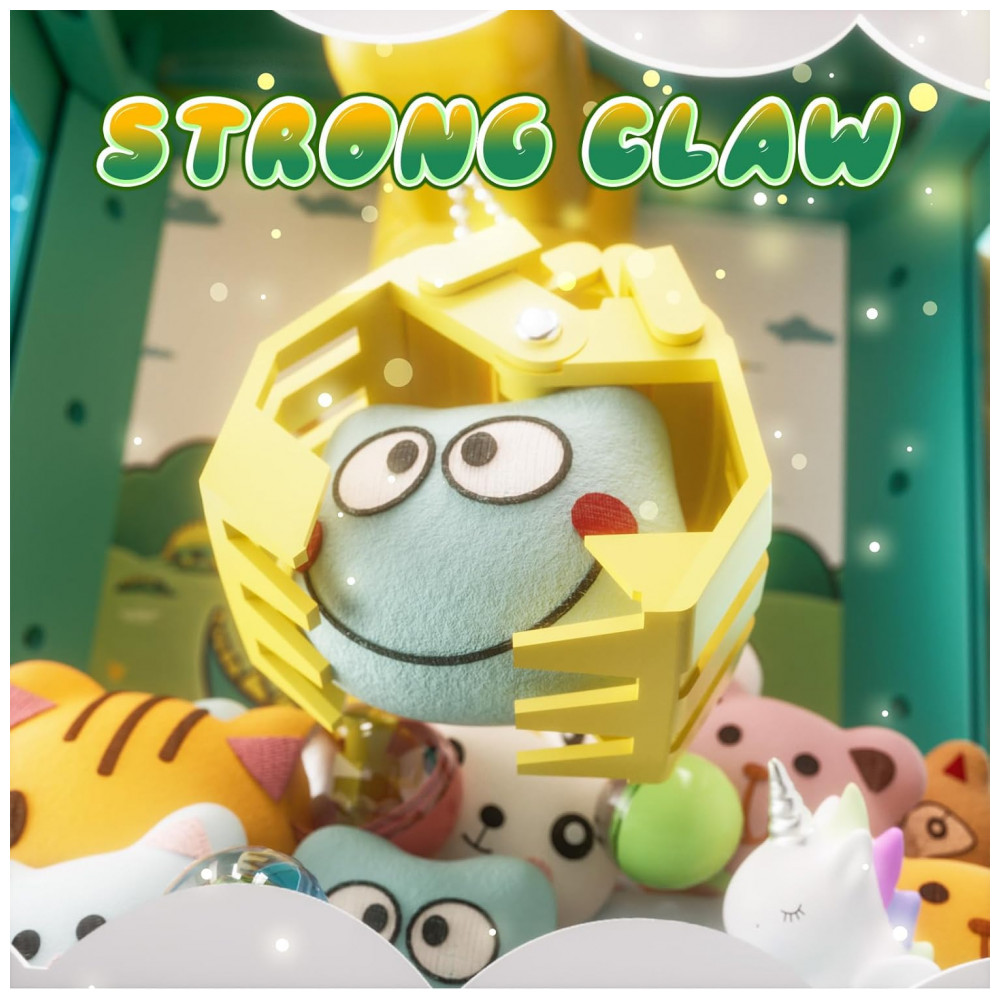 ECTQV4WJFFSD0B_1-1.jpg - Máquina de Garra Dinossauro Verde e Amarelo Skirfy – Mini Vending Machine Infantil com 45 Brinquedos, Luzes LED, Música e Desafio de 60 Segundos