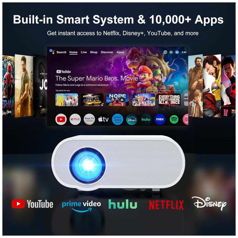 ECTQV69CV6TD0B_1-1.jpg - Projetor Google TV HOMPOW HD 4K com WiFi e Bluetooth - Certificado Oficialmente pela Netflix, Projetor Outdoor para Cinema em Casa