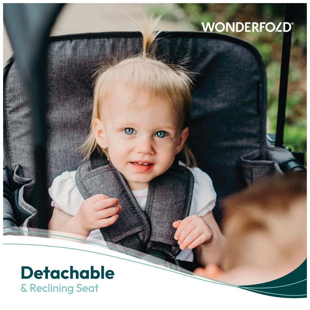 ECTQVCCDBZK90B_3-1.jpg - Carrinho de Passeio para 2 Crianças Multifuncional com Cobertura Removível e Dobramento até 90 kg WONDERFOLD W2 Cinza Carvão