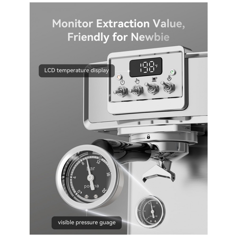 ECTQVD1NRJNF0B_1-1.jpg - Máquina de Espresso 15 Bar 58mm, Vaporizador Profissional, Manômetro, Neretva, Retrô, Inox Prata, 220V