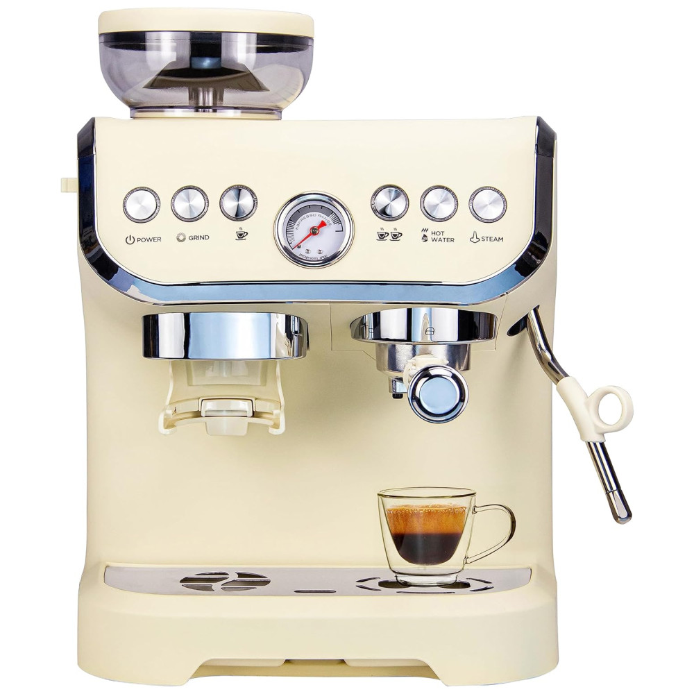 ECTQVFYMVG5C0B_0-1.jpg - Máquina de Café 15 Bar com Vaporizador Moedor Embutido e Tanque de Água Removível de 2L 110V 1450W MIROX Bege