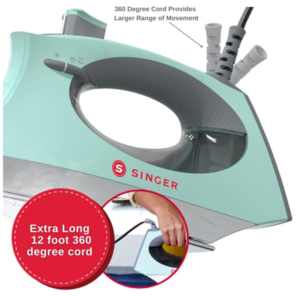 ECTQVHSK67C80B_5-3.jpg - Ferro de Passar a Vapor, com Desligamento Automático, 1750W, 110v, SINGER SteamCraft, Verde