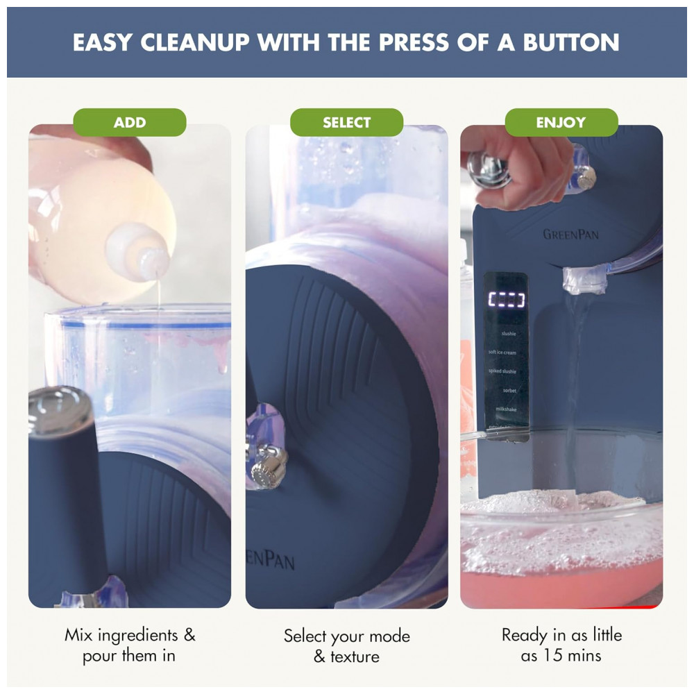 Máquina de Sorvete e Bebidas Congeladas GreenPan Frost, Soft Serve, Frozen Yogurt, Smoothies, Milkshakes, Coquetéis, Sem Necessidade de Congelador, - Imagem 10