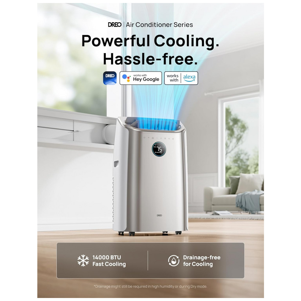 ECTQVL4K8LDD0B_1-1.jpg - Ar-condicionado Portátil Dreo 14.000 BTU para Quarto, Refrigeração sem Drenagem, 3 em 1 com Ventilador Desumidificador, Controle por Aplicativo