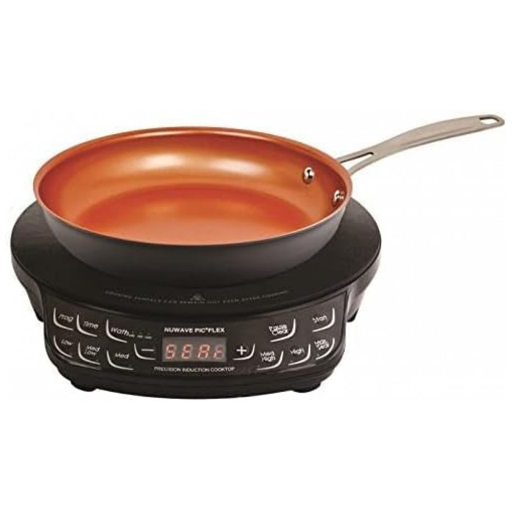 ECTQVMB16DDD0B_0-1.jpg - Nuwave PIC Flex com Frigideira Antiaderente Anodizada Duralon, Cooktop de Indução Portátil e Potente, Bobina de Aquecimento