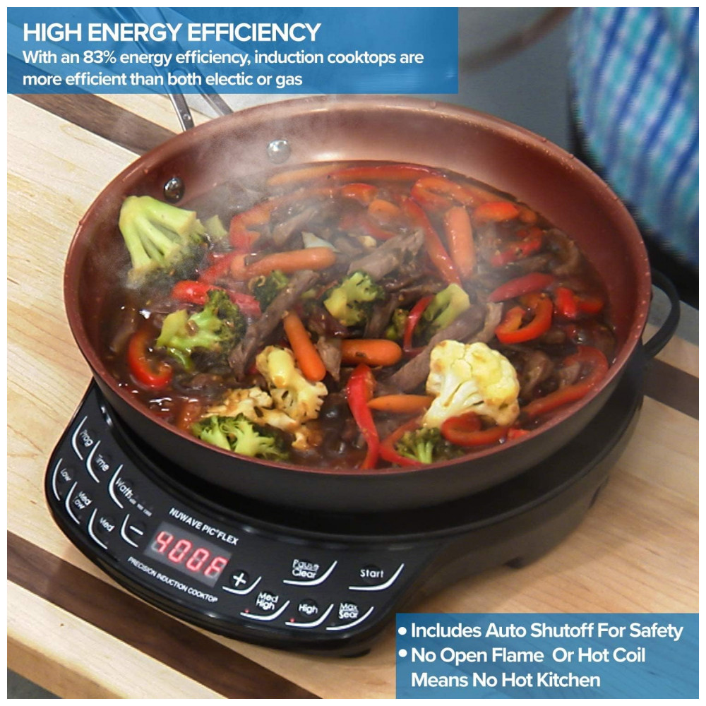 ECTQVMB16DDD0B_2-1.jpg - Nuwave PIC Flex com Frigideira Antiaderente Anodizada Duralon, Cooktop de Indução Portátil e Potente, Bobina de Aquecimento