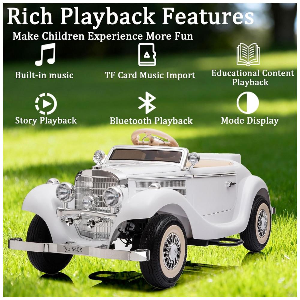 ECTQVZ4RFSRF0B_2-1.jpg - Carrinho Elétrico Infantil Mercedes Benz Licenciado 24V, 2 Lugares, 4WD, Controle Remoto, Modo Pai e Filho, Luzes LED, Bluetooth, Branco