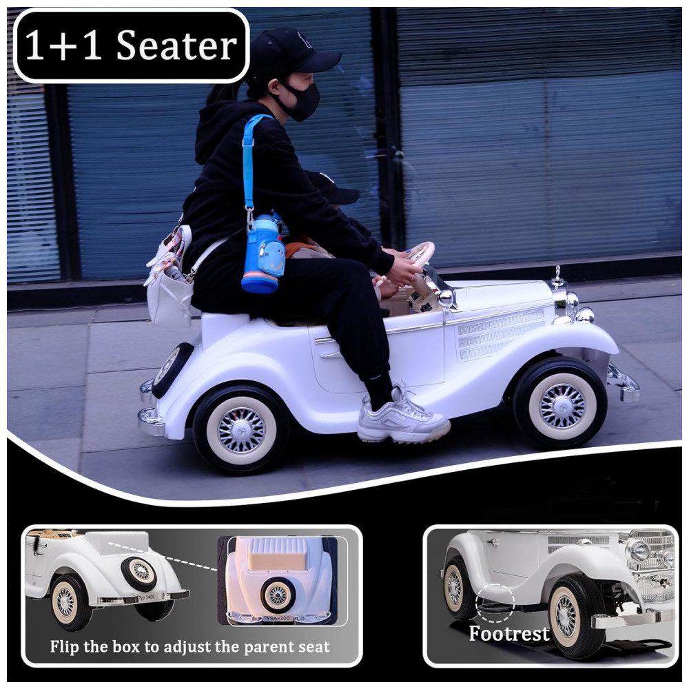 ECTQVZ4RFSRF0B_4-1.jpg - Carrinho Elétrico Infantil Mercedes Benz Licenciado 24V, 2 Lugares, 4WD, Controle Remoto, Modo Pai e Filho, Luzes LED, Bluetooth, Branco