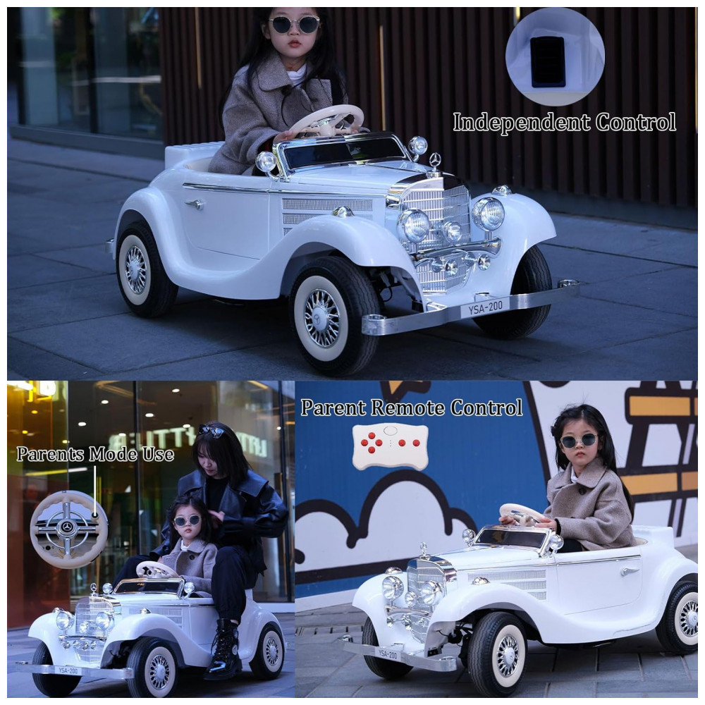 ECTQVZ4RFSRF0B_6-1.jpg - Carrinho Elétrico Infantil Mercedes Benz Licenciado 24V, 2 Lugares, 4WD, Controle Remoto, Modo Pai e Filho, Luzes LED, Bluetooth, Branco