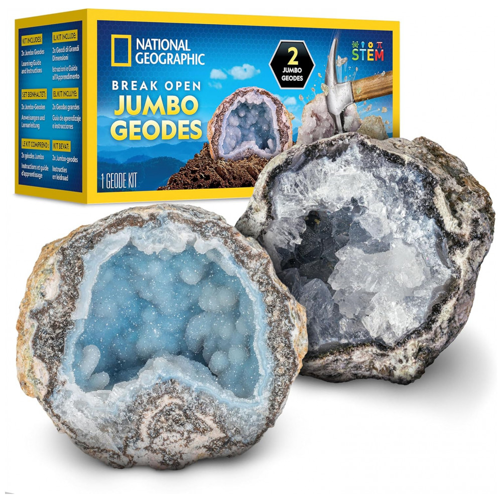 ECTQW4RPWLKF0B_0-1.jpg - Kit de Escavação de 2 Geodos Gigantes – Brinquedo Educativo STEM, Presentes Científicos para Crianças, National Geographic