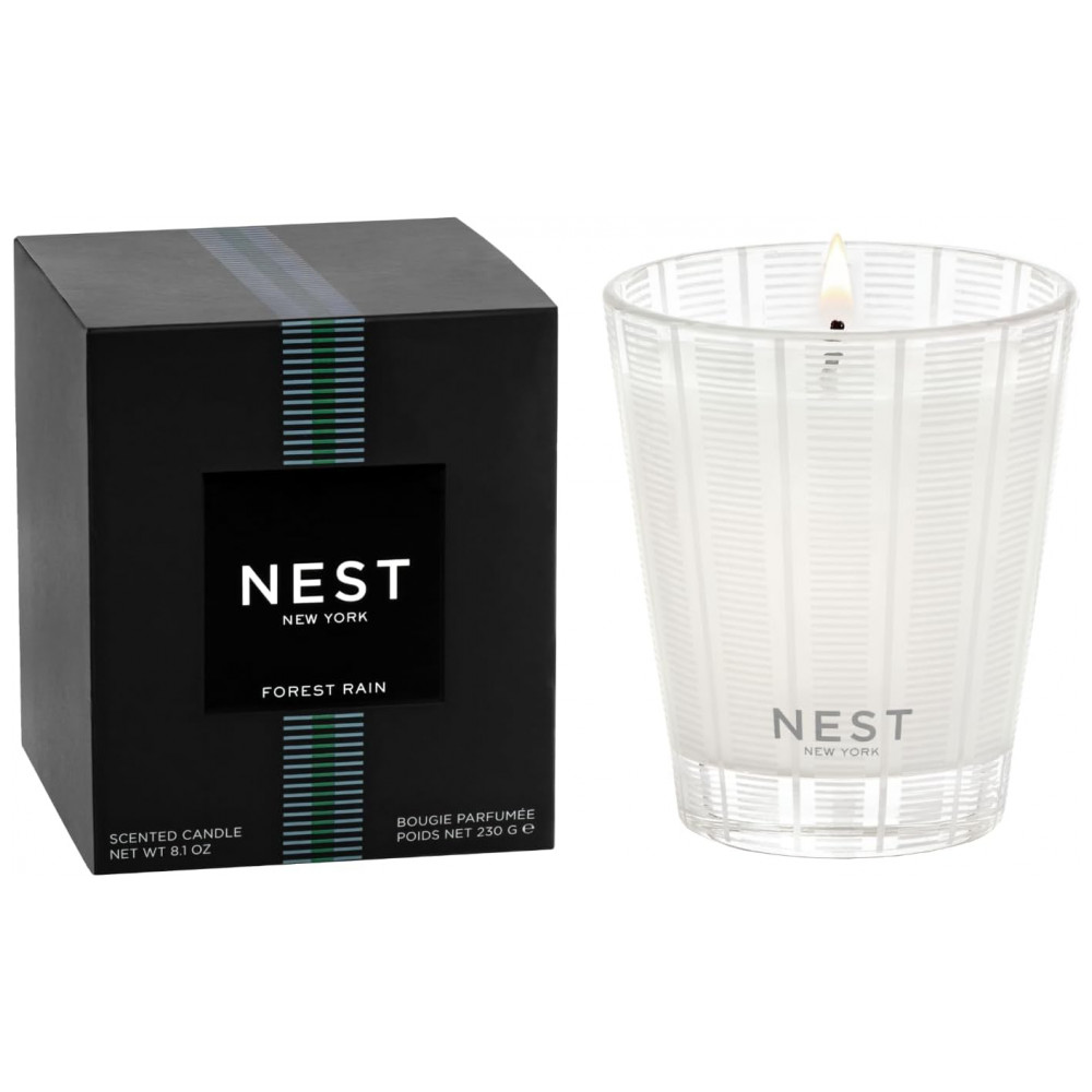 Vela Perfumada Clássica NEST New York, Forest Rain 230g, Até 60 Horas de Queima em Recipiente de Vidro Reutilizável