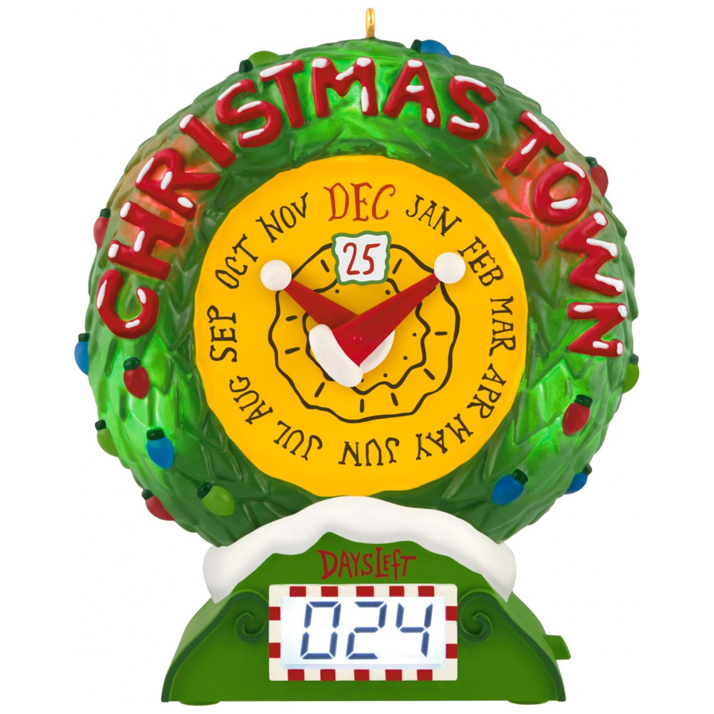 ECTQW5YHKJPD0B_0-1.jpg - Enfeite Natalino Hallmark Keepsake 2025 Disney O Estranho Mundo de Jack Christmas Town Countdown com Luz, Som e Movimento