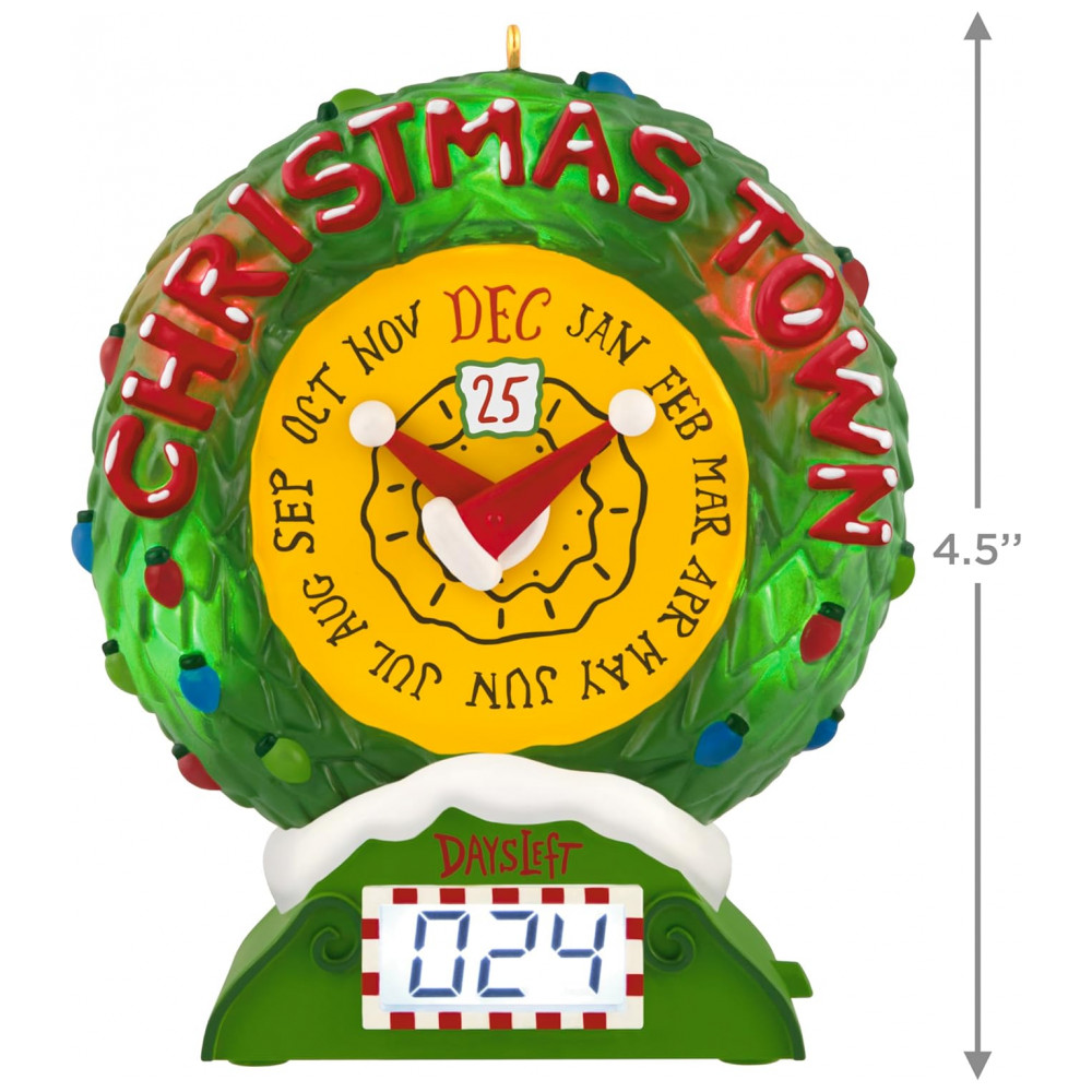 ECTQW5YHKJPD0B_3-1.jpg - Enfeite Natalino Hallmark Keepsake 2025 Disney O Estranho Mundo de Jack Christmas Town Countdown com Luz, Som e Movimento