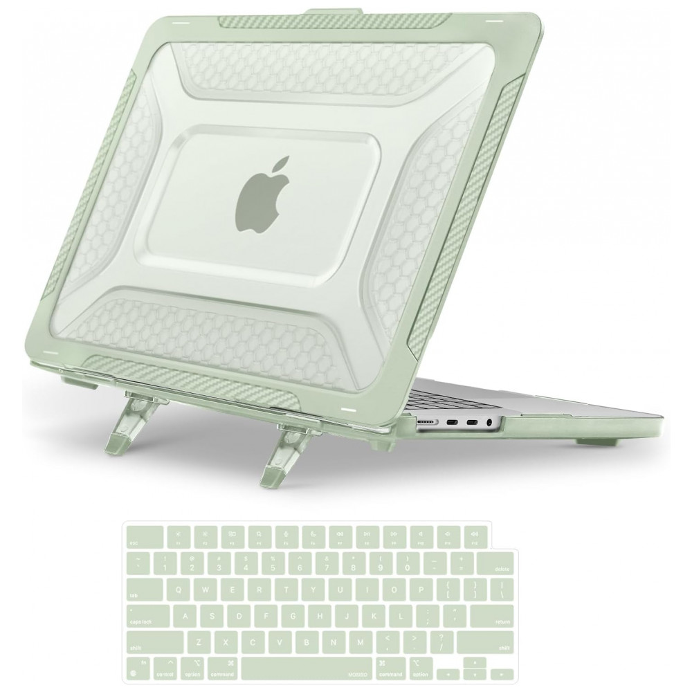 ECTQW7TDB5KD0B_0-1.jpg - MOSISO Capa Rígida para MacBook Pro 16" 2025-2021, TPU Anti-Choque com Kickstand Dobrável e Teclado, Verde Sálvia