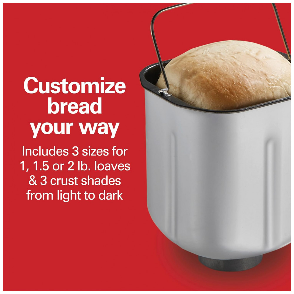 ECTQWC77LWKC0B_3-1.jpg - Máquina de Pão Digital Hamilton Beach Artisan e Sem Glúten Branco e Aço Inoxidável 14 Programas Capacidade 907 g Voltagem 110V