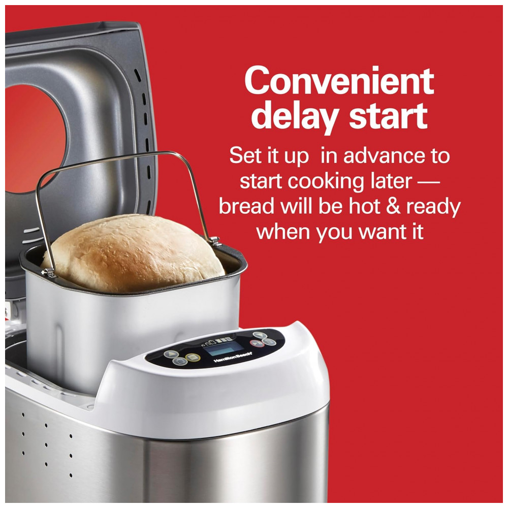 ECTQWC77LWKC0B_5-1.jpg - Máquina de Pão Digital Hamilton Beach Artisan e Sem Glúten Branco e Aço Inoxidável 14 Programas Capacidade 907 g Voltagem 110V