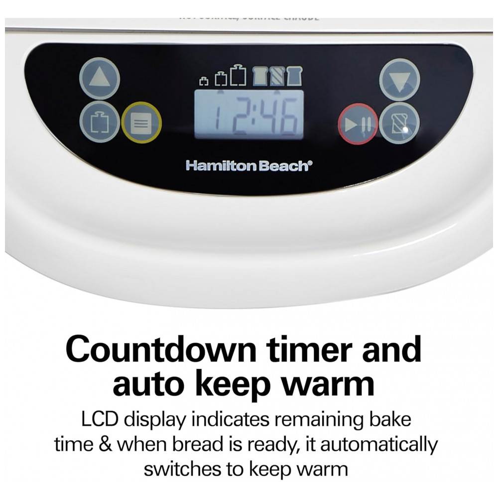 ECTQWC77LWKC0B_6-1.jpg - Máquina de Pão Digital Hamilton Beach Artisan e Sem Glúten Branco e Aço Inoxidável 14 Programas Capacidade 907 g Voltagem 110V