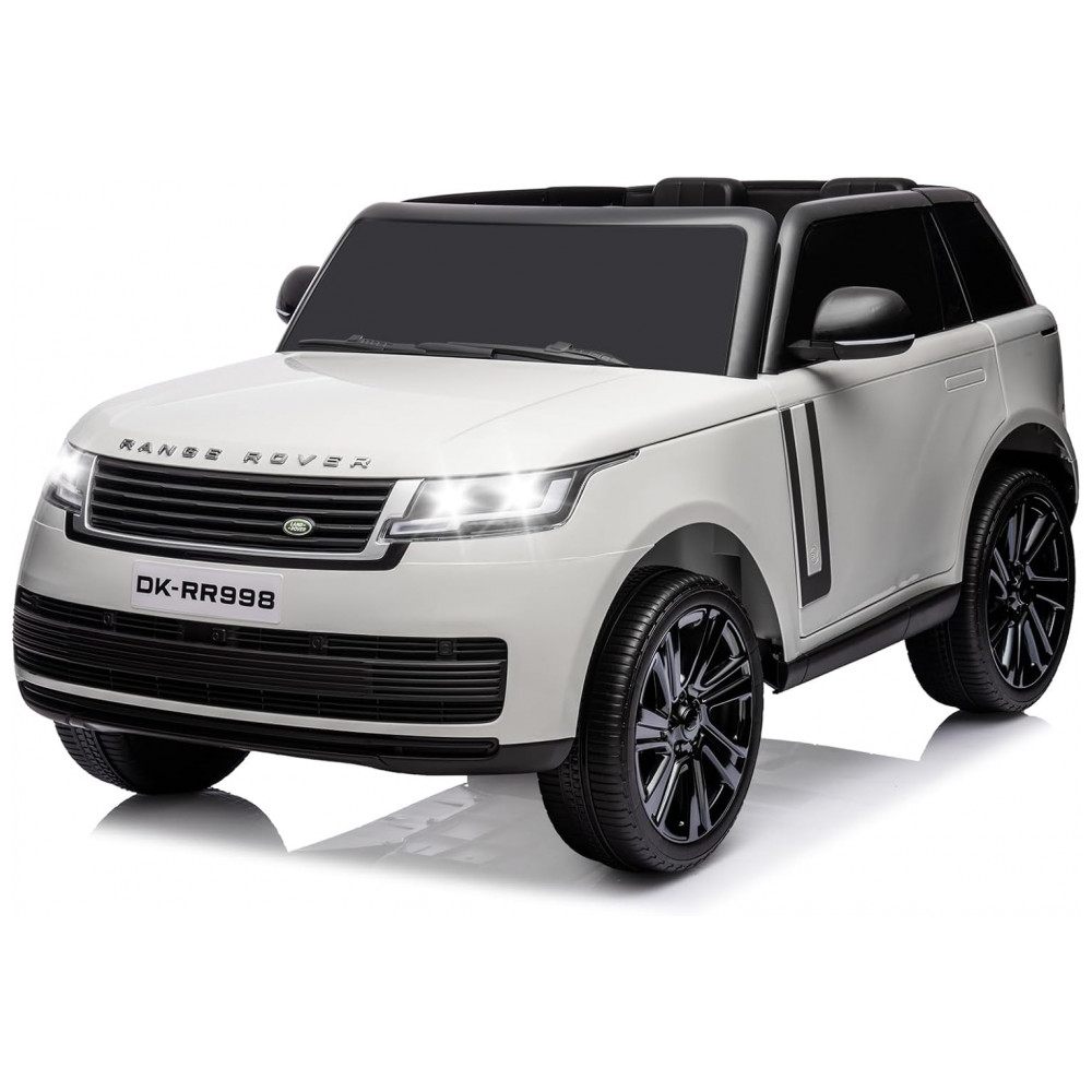ECTQWFDGJ9NC0B_0-1.jpg - Carrinho Elétrico Infantil Land Rover Licenciado 24V 2 Lugares, 2 Motores 240W, Controle Remoto, Bluetooth, Suspensão, Branco