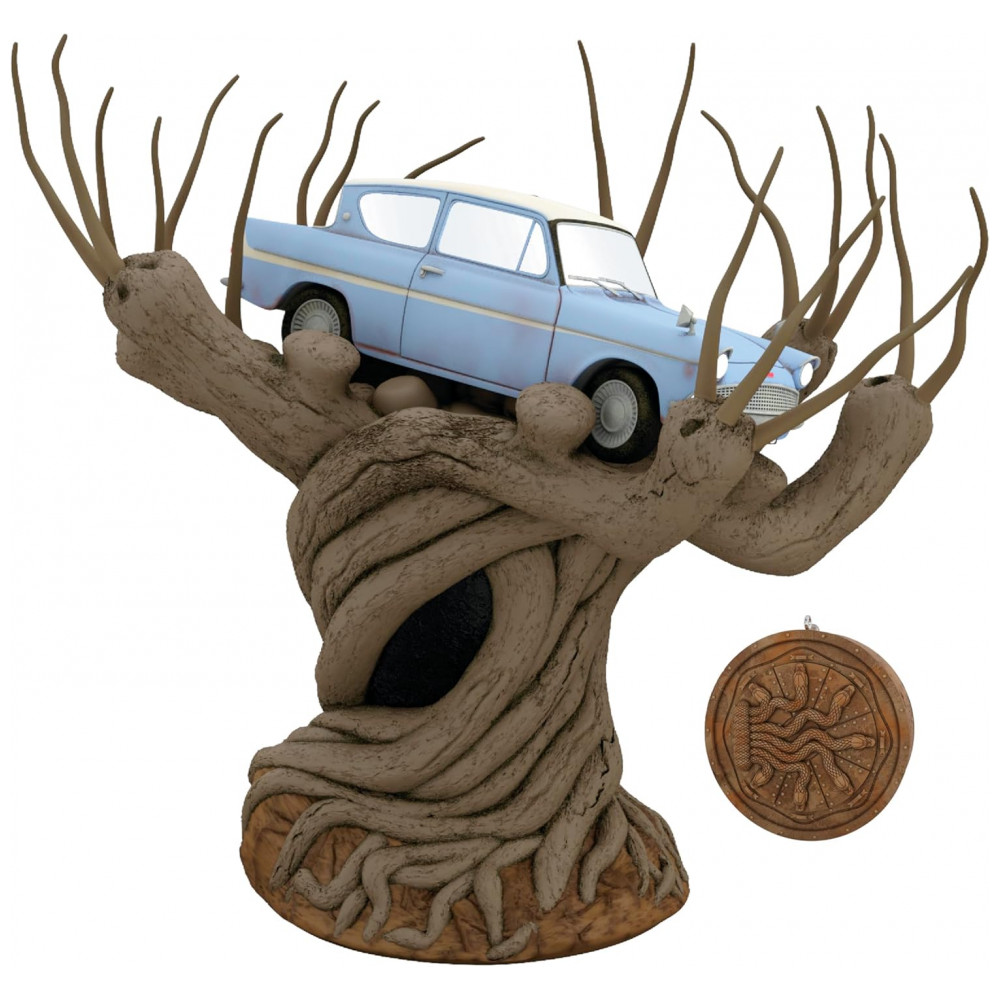 ECTQWHZGQBXC0B_0-1.jpg - Ponteira de Árvore Natalina Harry Potter Hallmark Keepsake Flying Ford Anglia Whomping Willow Com Luz e Som 110V Modelo B0CXBQGZHW