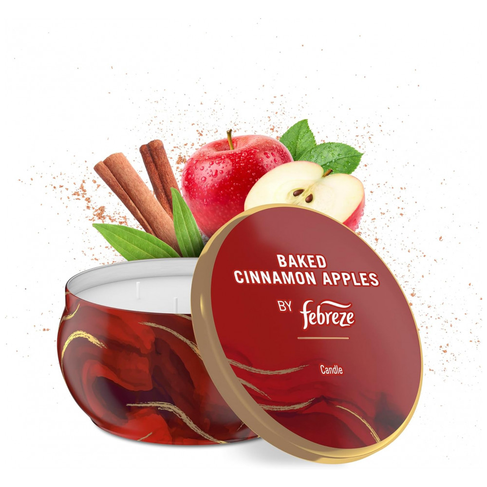 Vela Perfumada Febreze, Aroma de Maçãs Assadas com Canela, Vela de 11 oz com 4 Pavios, Pacote Individual