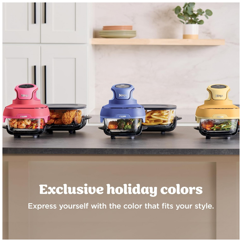 ECTQWJJLS4LF0B_1-1.jpg - Ninja Air Fryer Crispi Fritadeira 4 em 1 Sistema de Cocção Portátil 3,78 litros, 6 Copos de Vidro, Placas Crocantes, Tampa de Armazenamento Inclusas,