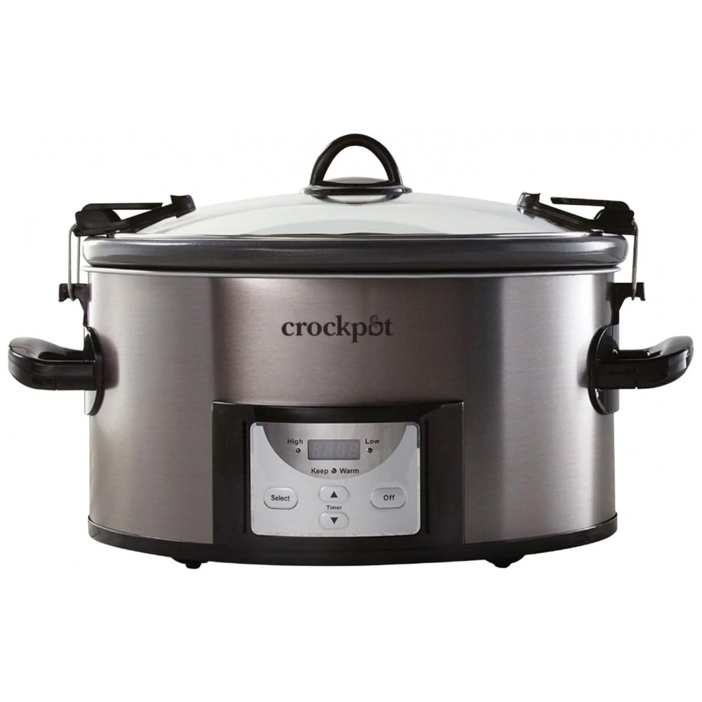ECTQWQFQCD890B_0-1.jpg - Panela de Cozimento Lento Programável Crock-Pot 6,62 litros com Revestimento Cerâmico Antiaderente e Design em Aço Inoxidável