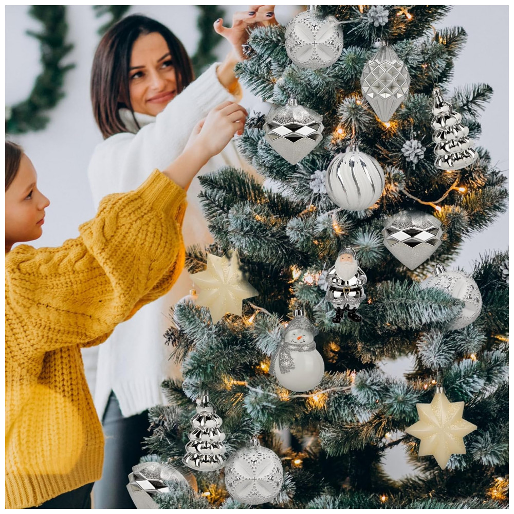 ECTQWR6Z45VC0B_2-1.jpg - Conjunto de 9 Enfeites de Natal Resistentes a Quebra para Árvore de Natal, Diversos Designs com Boneco de Neve, Papai Noel, Estrela, Villa Como