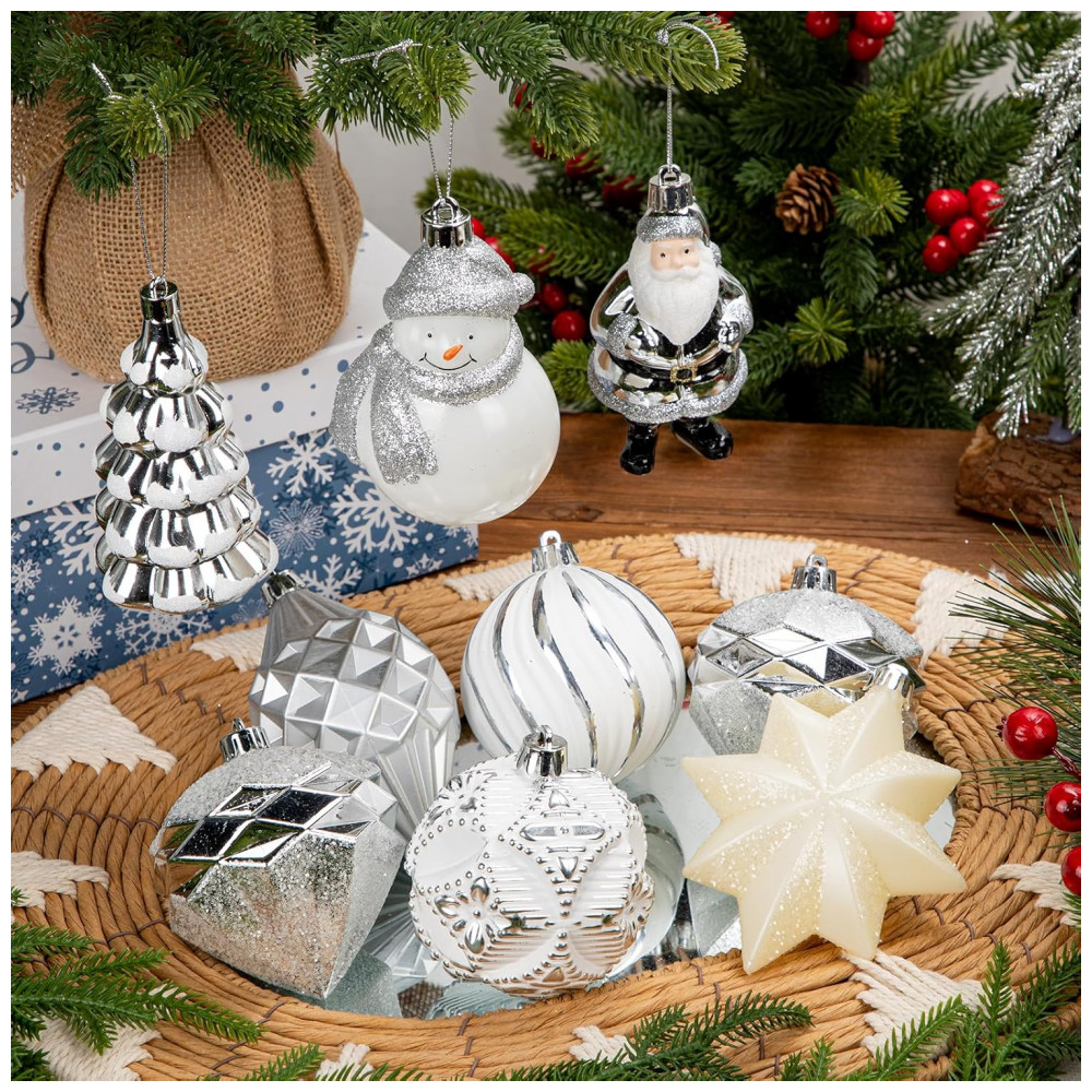 ECTQWR6Z45VC0B_3-1.jpg - Conjunto de 9 Enfeites de Natal Resistentes a Quebra para Árvore de Natal, Diversos Designs com Boneco de Neve, Papai Noel, Estrela, Villa Como